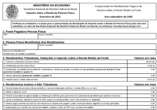 Tradução Juramentada Imposto de Renda